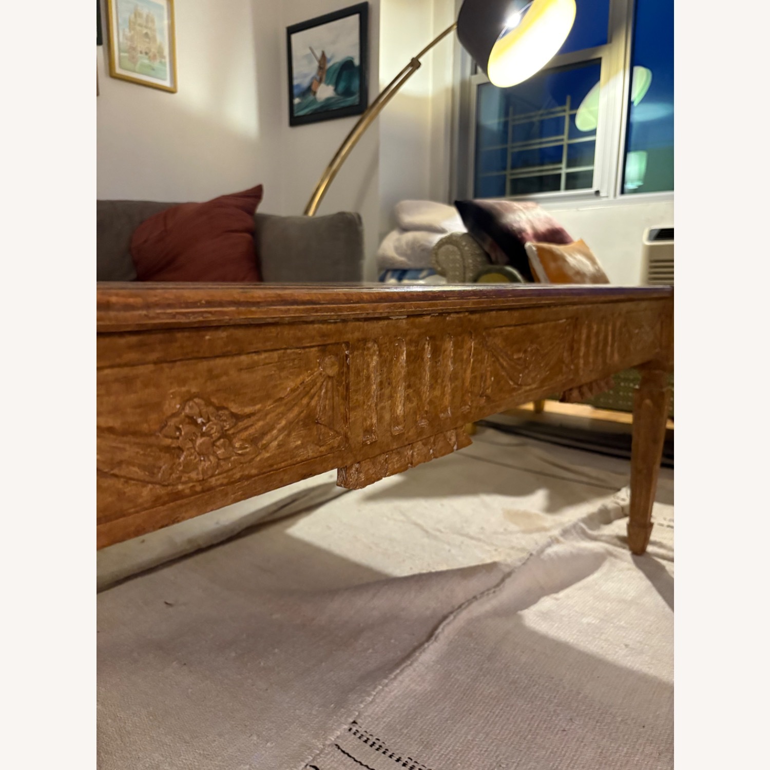 Carved Oak Cocktail Table - image-3