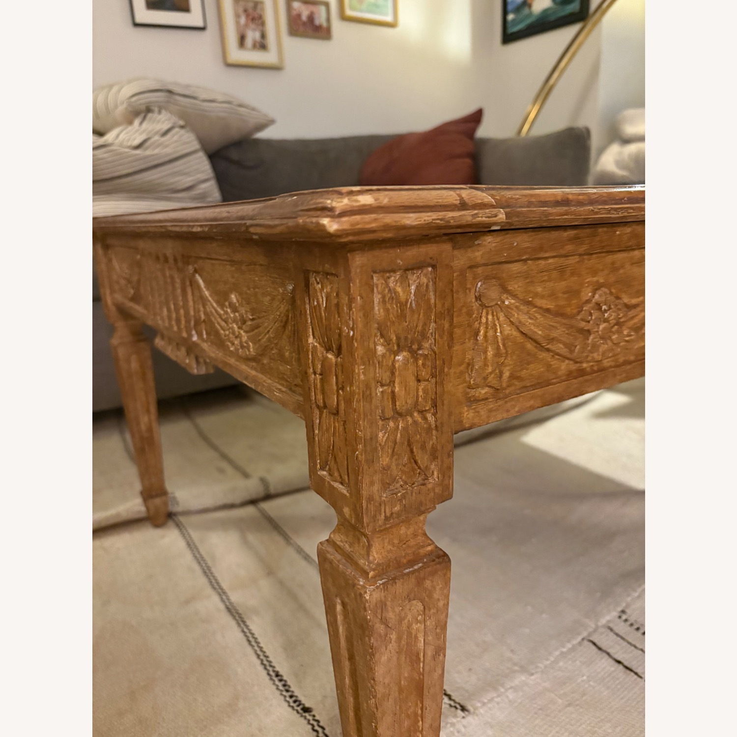 Carved Oak Cocktail Table - image-4