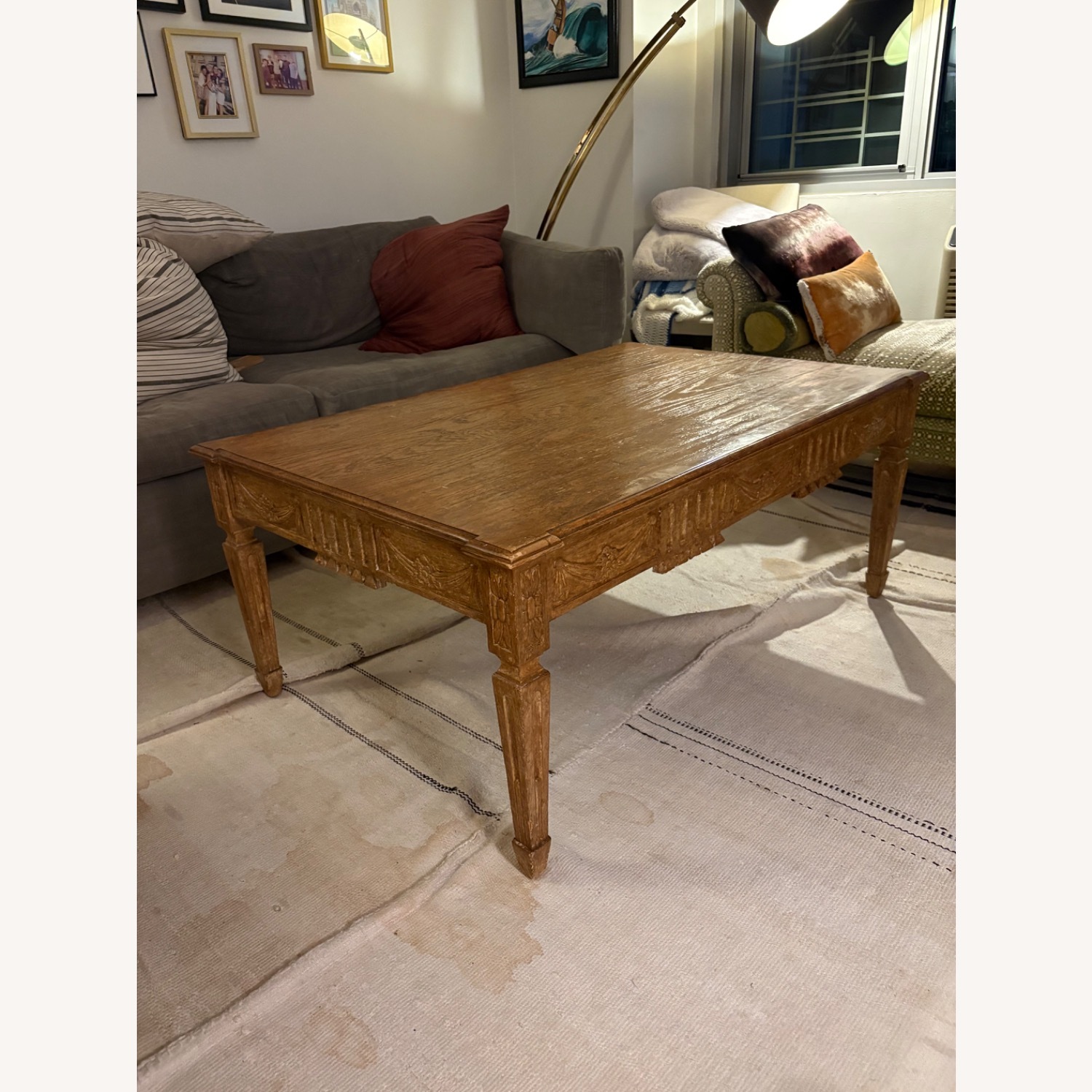 Carved Oak Cocktail Table - image-2