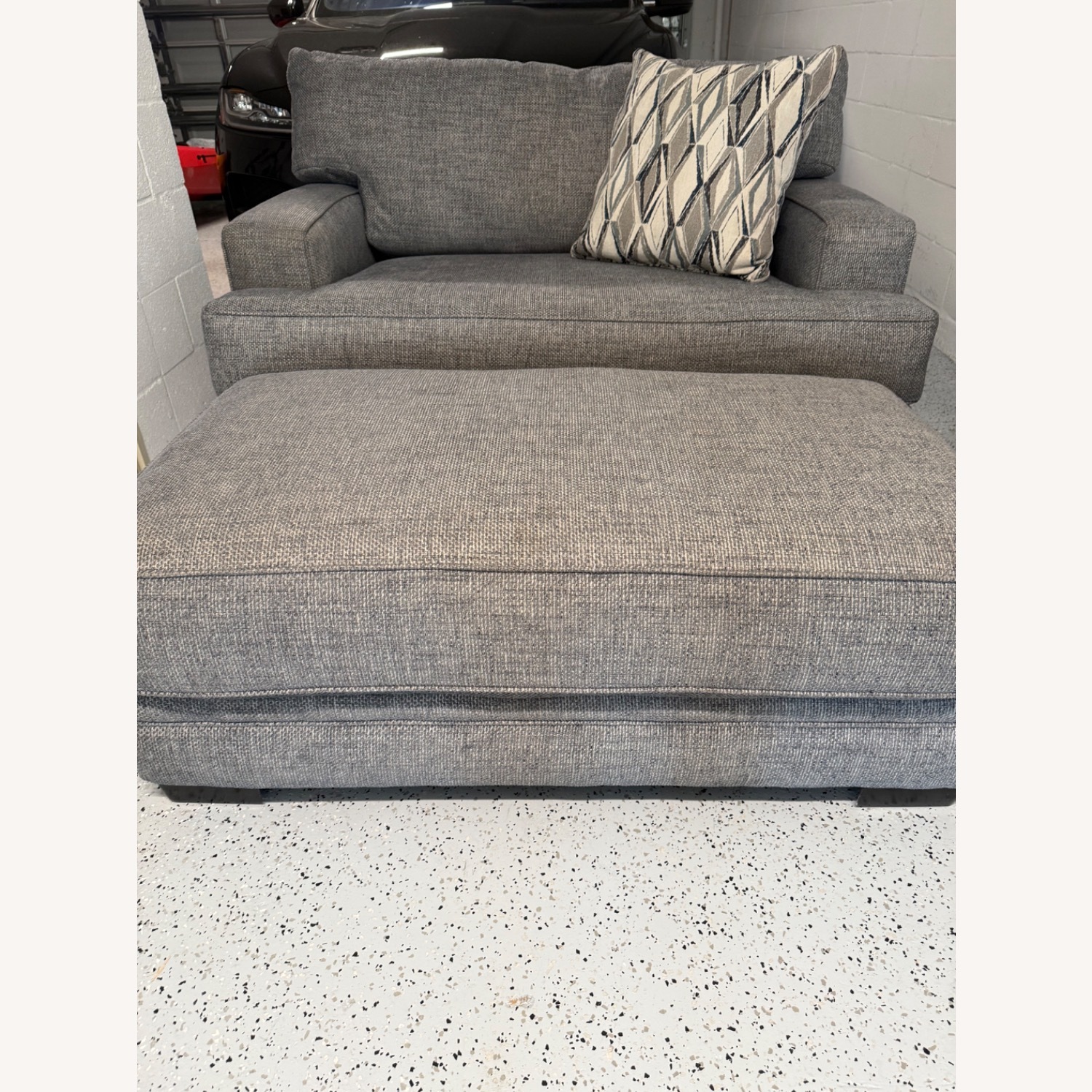 Walter E. Smithe Fabric Chair and a Half + Ottoman - image-2