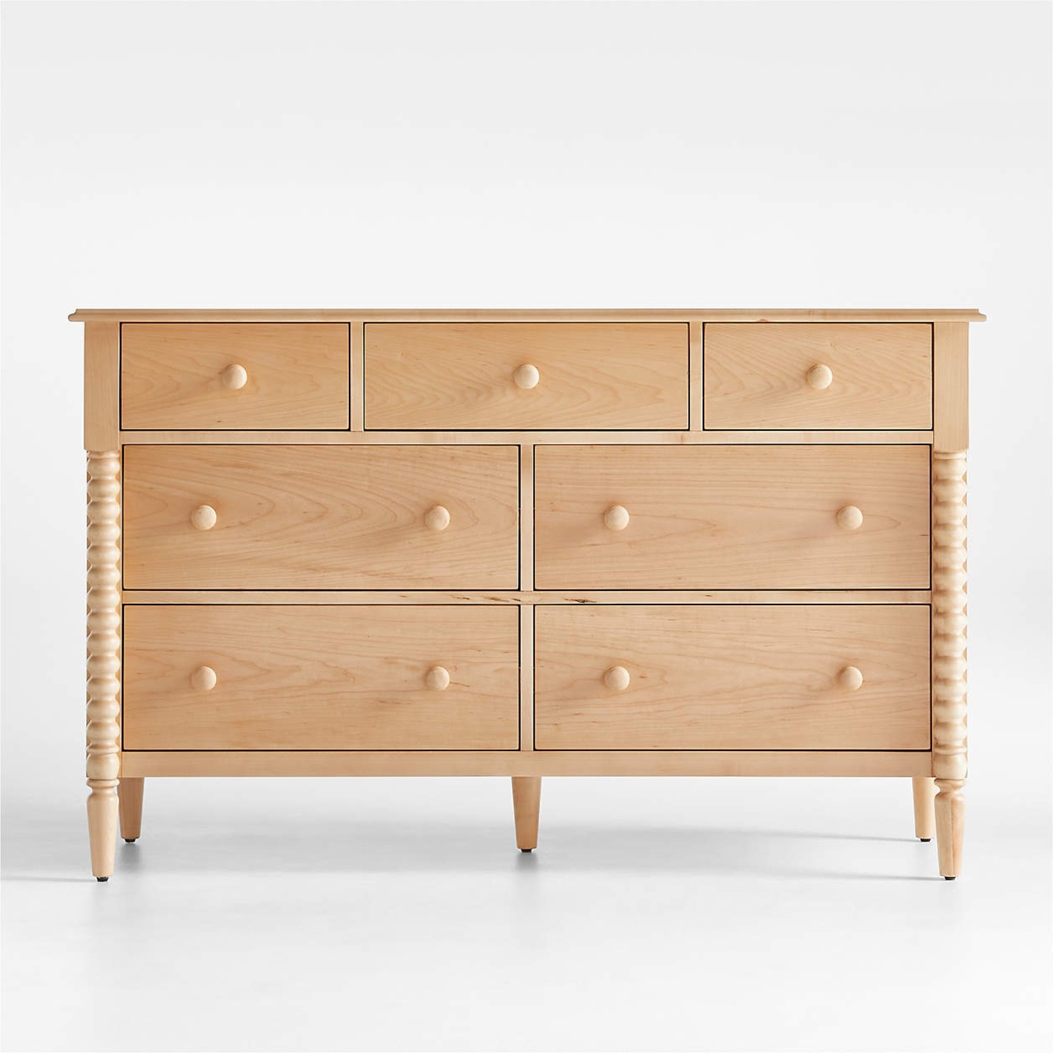 Crate & Barrel Jenny Lind 54" Maple Wood Wide 7-Drawer Kids Dresser - image-4