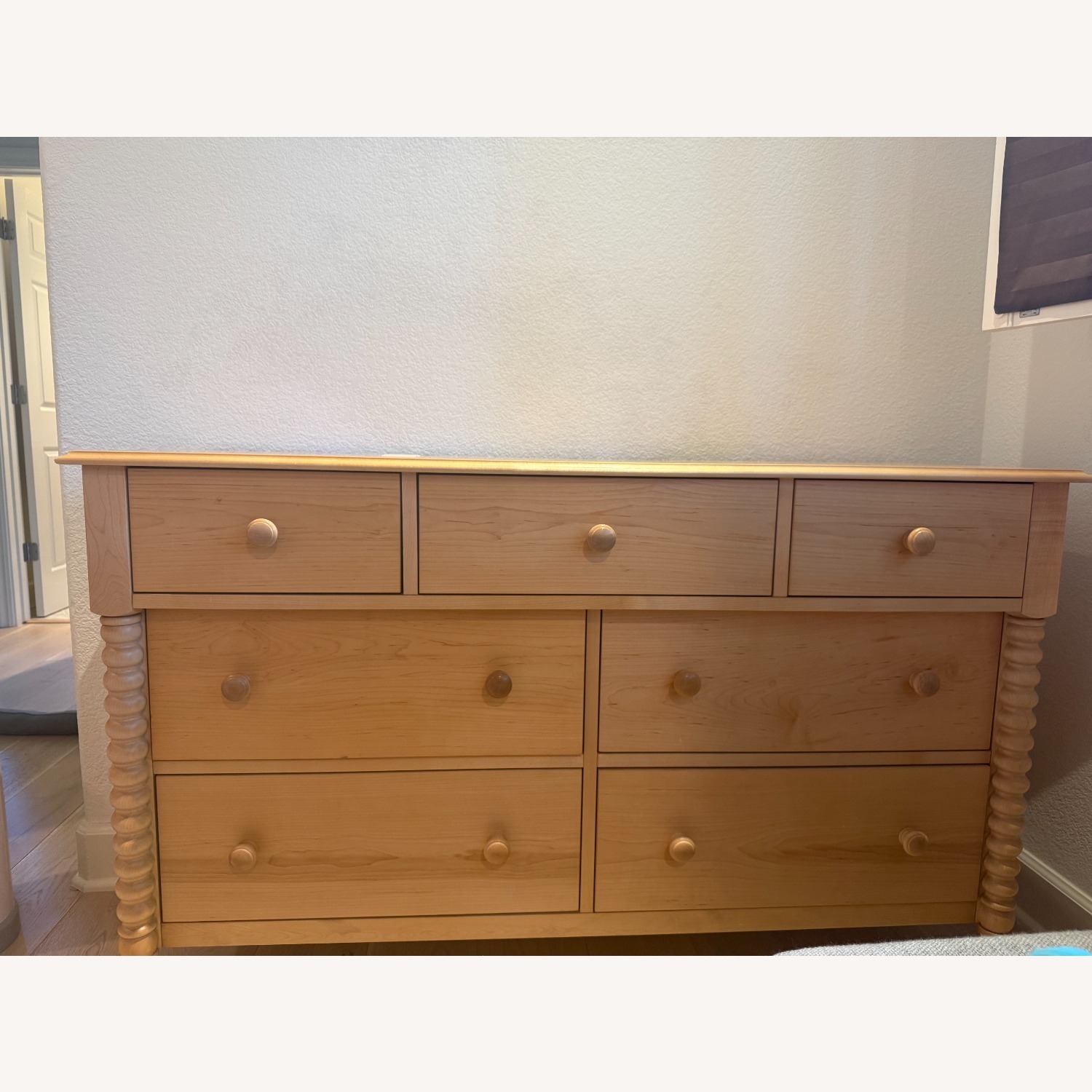 Crate & Barrel Jenny Lind 54" Maple Wood Wide 7-Drawer Kids Dresser - image-1