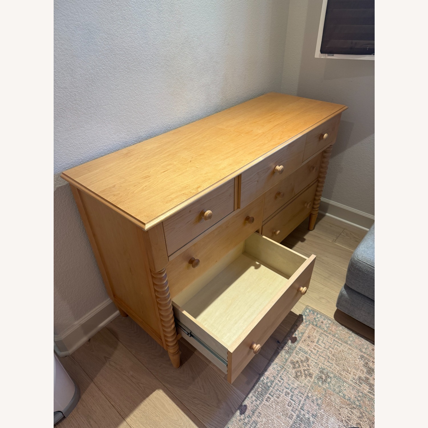 Crate & Barrel Jenny Lind 54" Maple Wood Wide 7-Drawer Kids Dresser - image-2