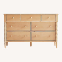 Crate & Barrel Jenny Lind 54" Maple Wood Wide 7-Drawer Kids Dresser