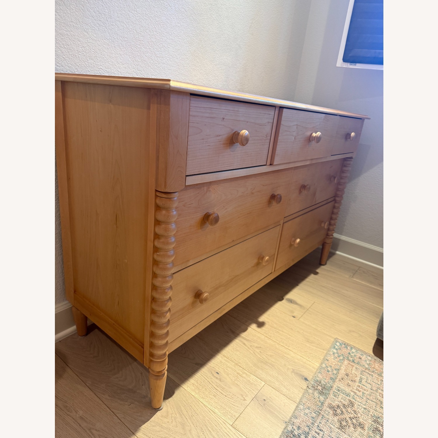 Crate & Barrel Jenny Lind 54" Maple Wood Wide 7-Drawer Kids Dresser - image-3