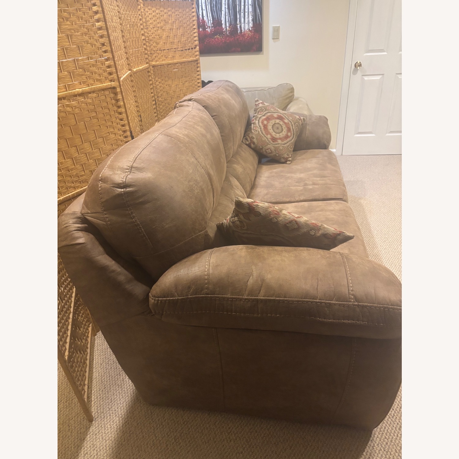Dark Brown Faux Leather Sleeper Sofa - image-3
