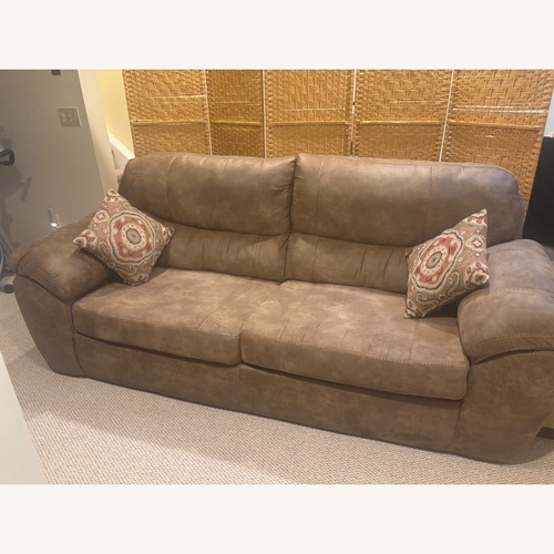 Used Dark Brown Faux Leather Sleeper Sofa for sale on AptDeco