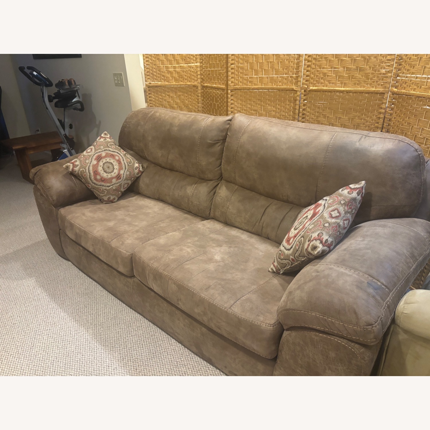 Dark Brown Faux Leather Sleeper Sofa - image-2