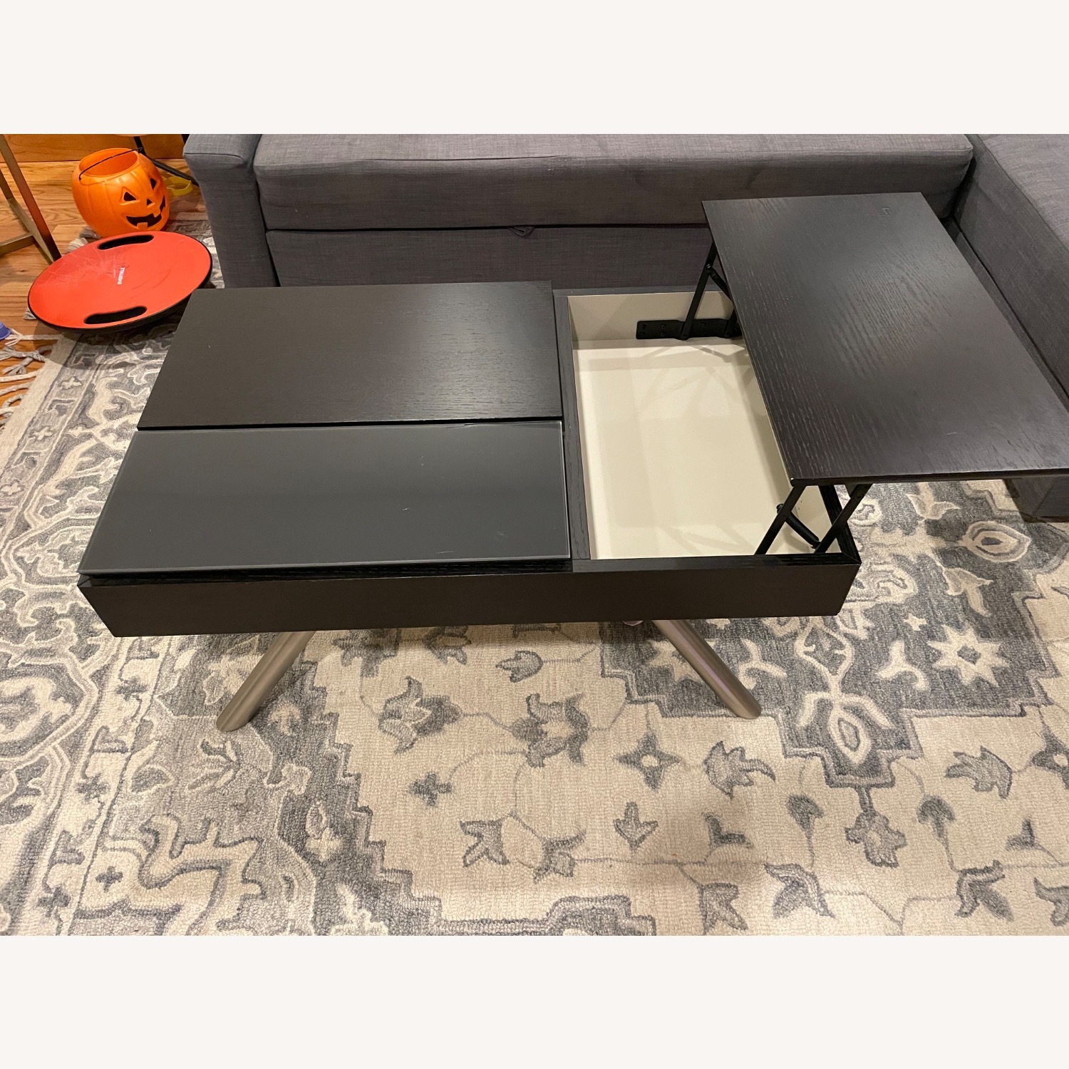 Dark Gray Wood Coffee Table - image-5