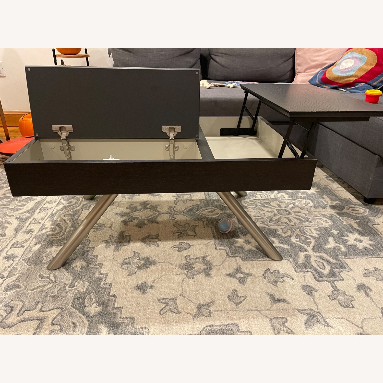 Dark Gray Wood Coffee Table - image-2