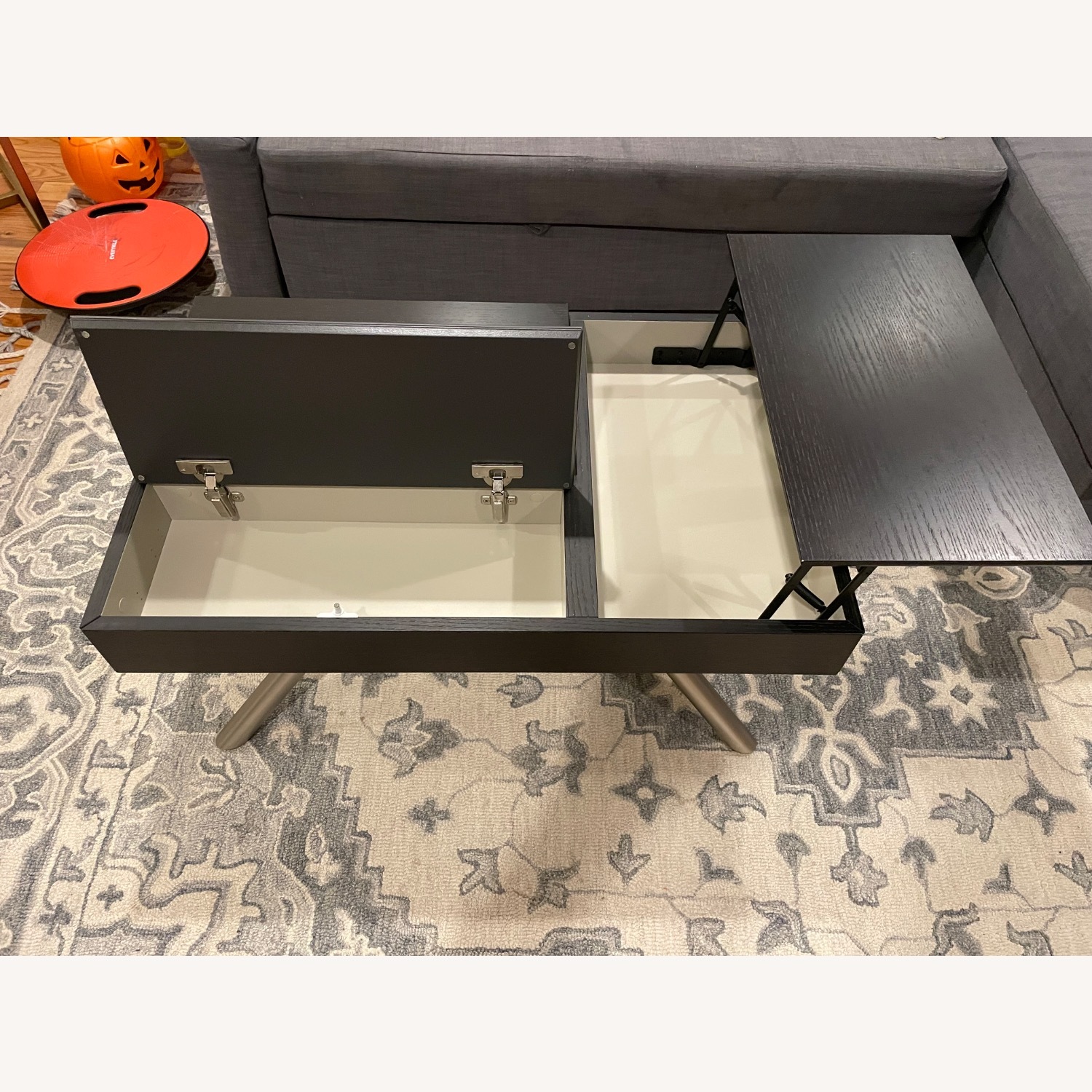 Dark Gray Wood Coffee Table - image-4