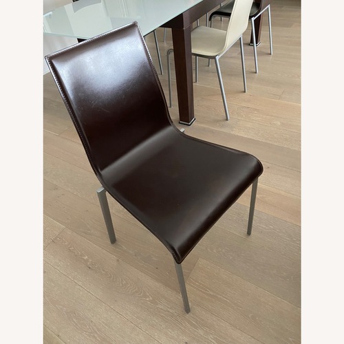 Used Off White and Dark Brown Leather Chairs From Cinna for sale on AptDeco
