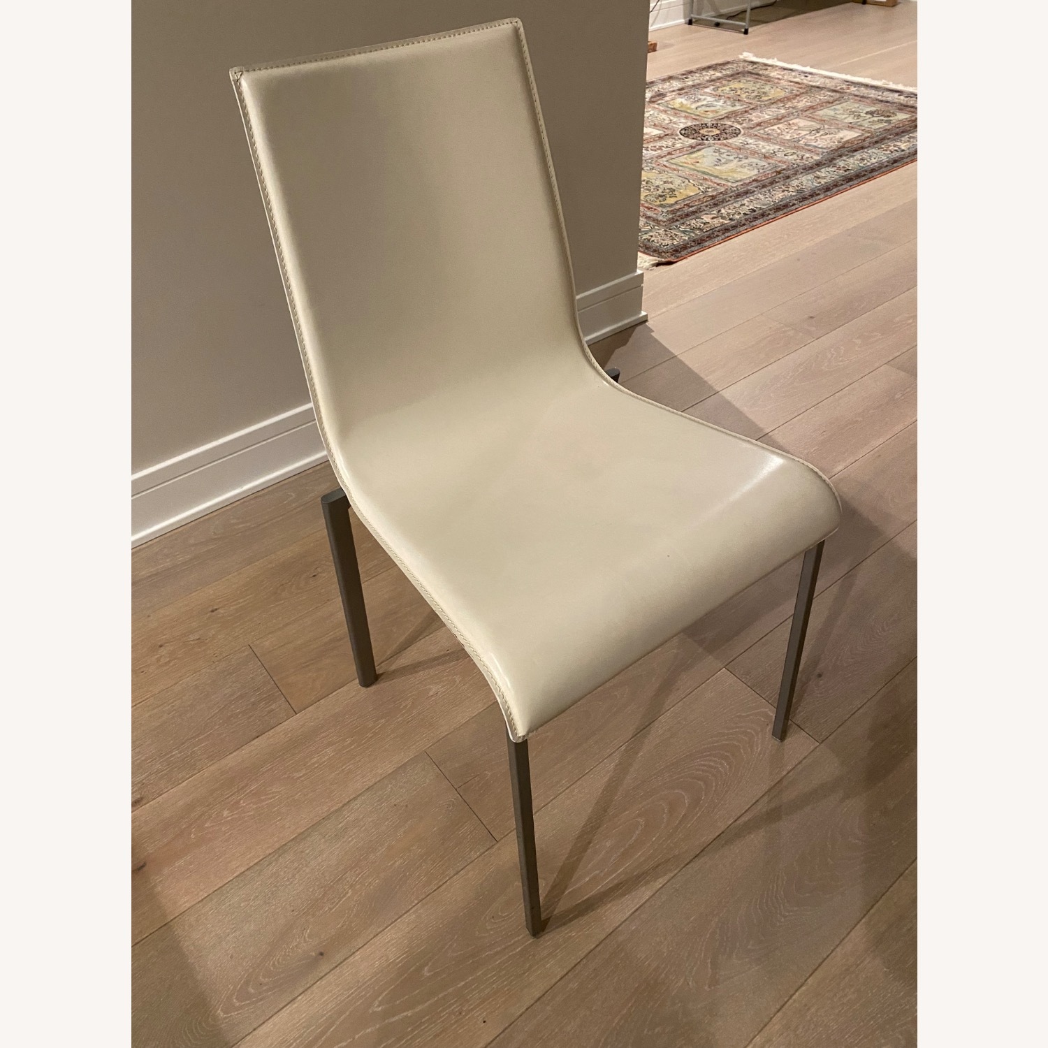 Off White and Dark Brown Leather Chairs From Cinna - image-2