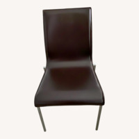 Off White and Dark Brown Leather Chairs From Cinna