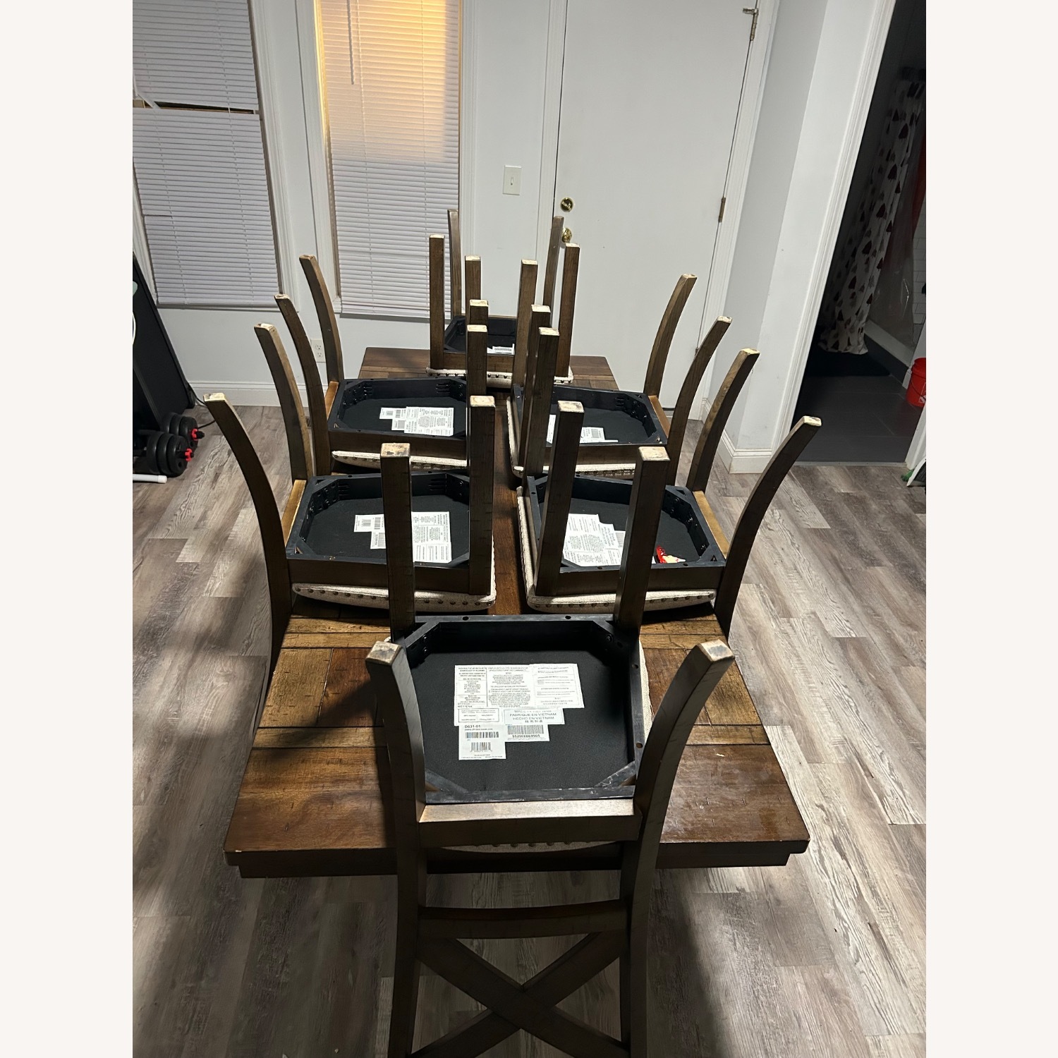 Dark Brown Wood Dining Set - image-1