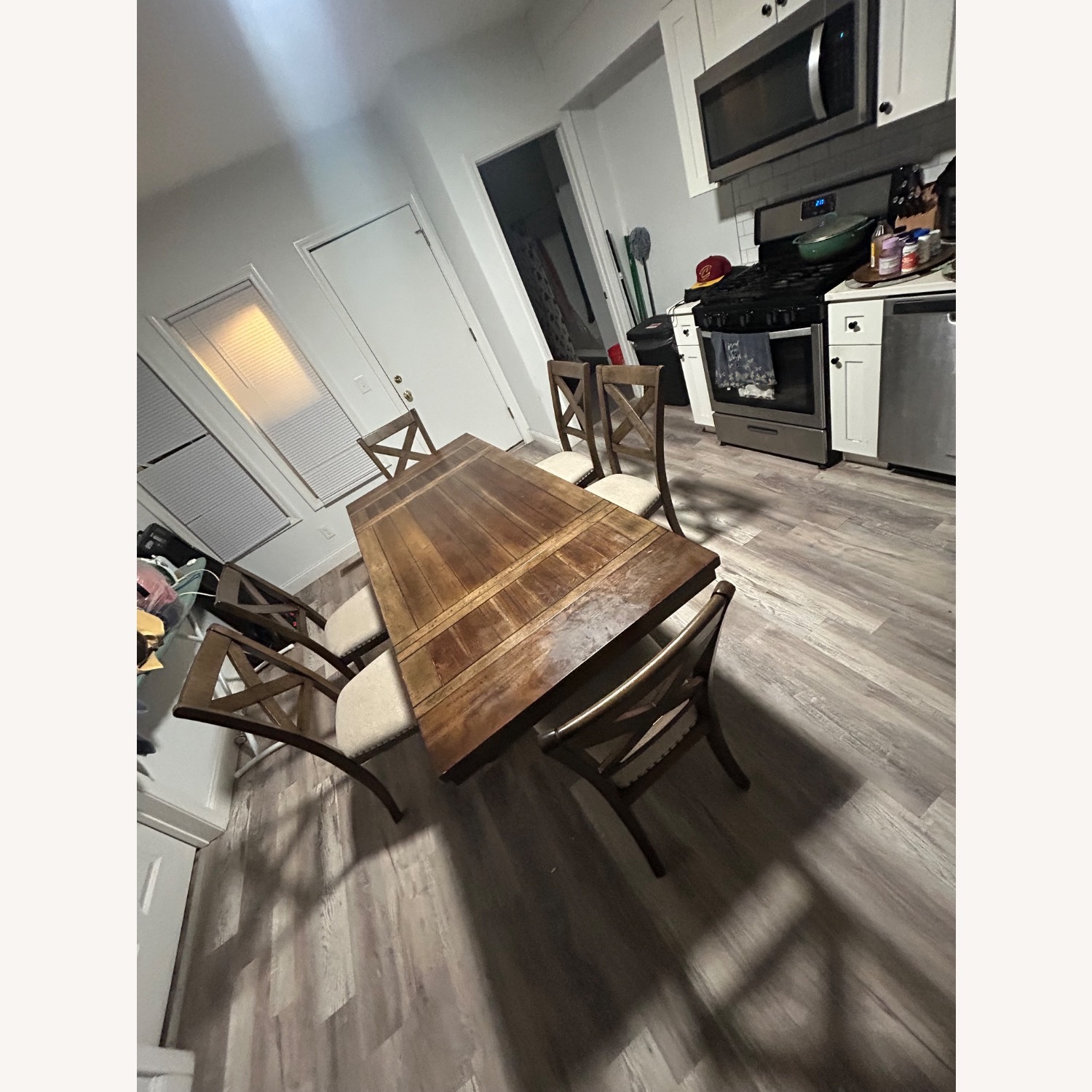 Dark Brown Wood Dining Set - image-4