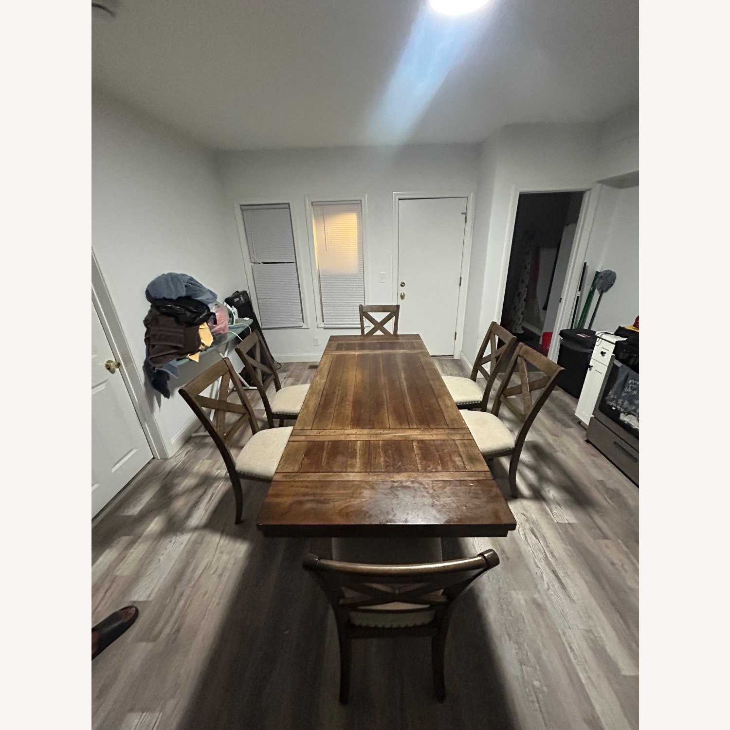 Dark Brown Wood Dining Set - image-3