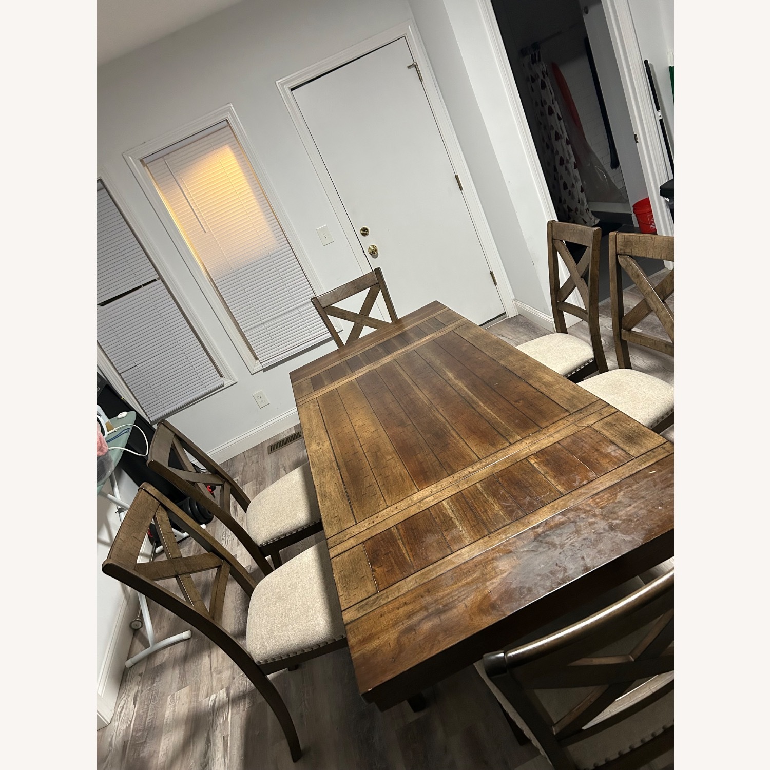 Dark Brown Wood Dining Set - image-5