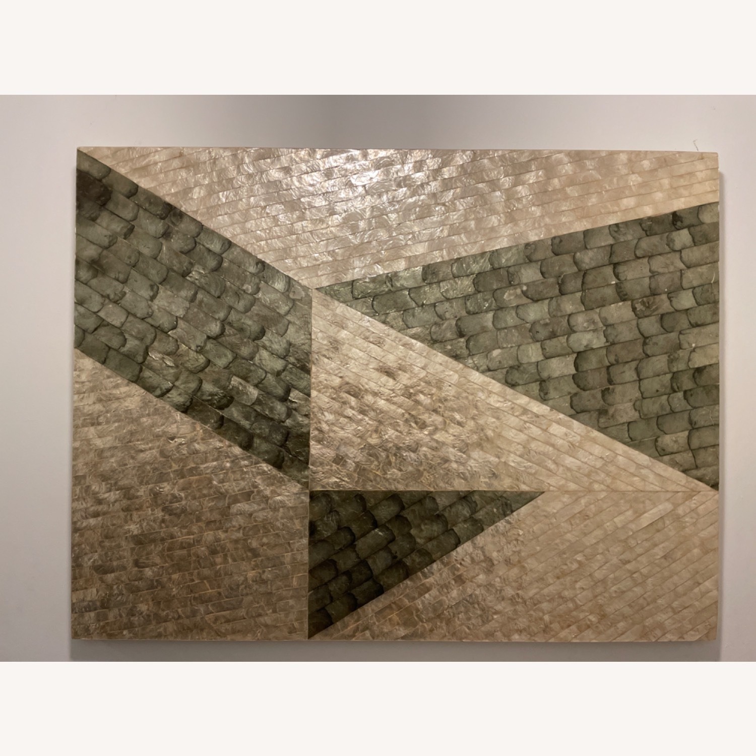 Geometric Gray and Ivory Capiz Wall Art - image-4