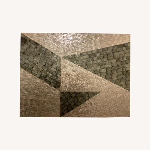 Used  Geometric Gray and Ivory Capiz Wall Art for sale on AptDeco