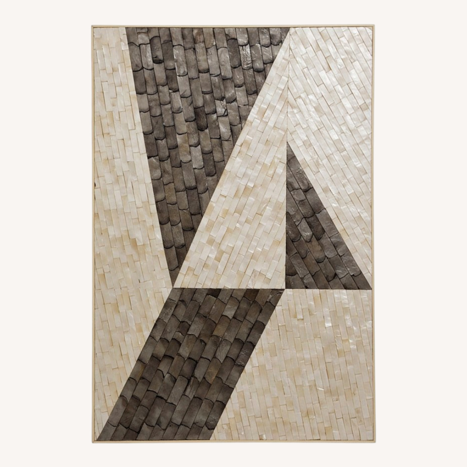 Geometric Gray and Ivory Capiz Wall Art - image-0