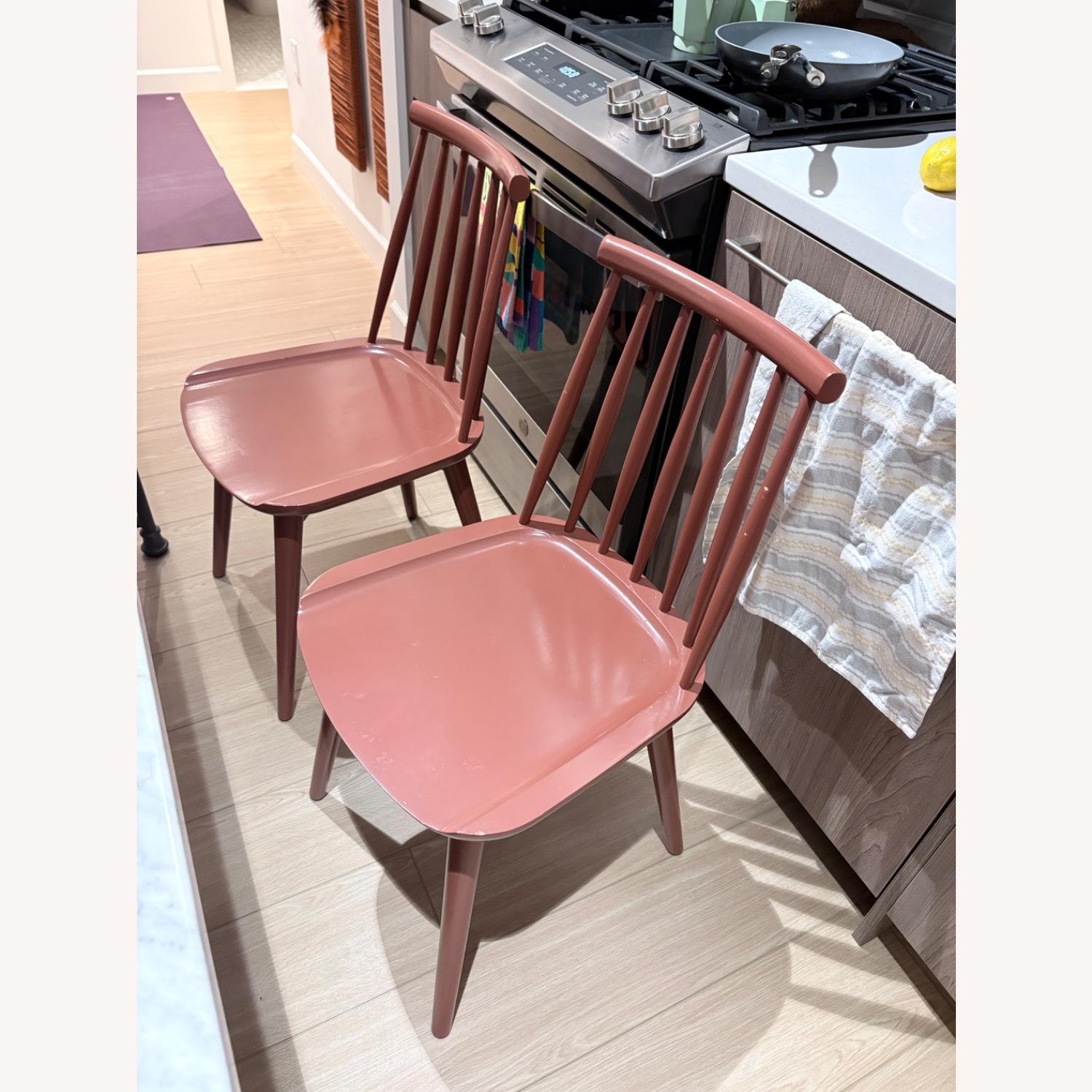 West Elm Red Wood Dining Chairs - image-2