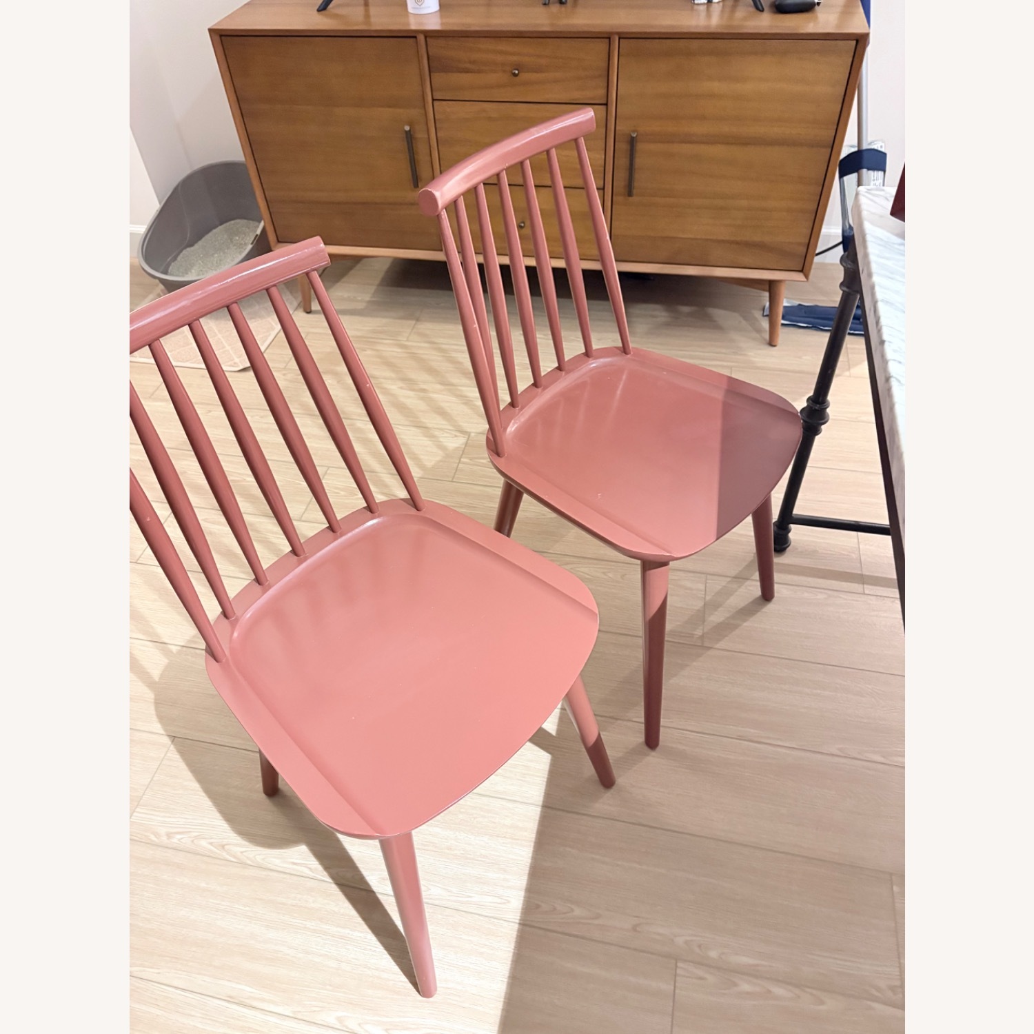 West Elm Red Wood Dining Chairs - image-3