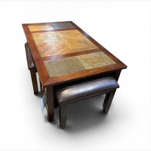 Used Stone Top Dinner Table w Four Stools Furniture for sale on AptDeco