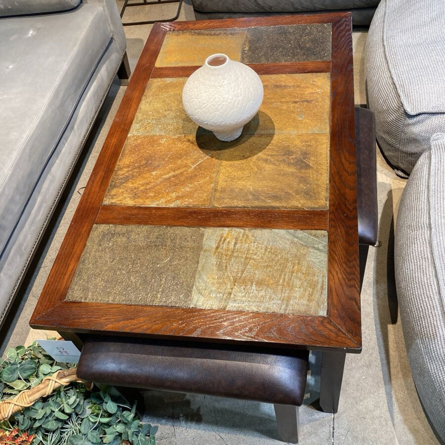 Stone Top Dinner Table w Four Stools Furniture - image-4