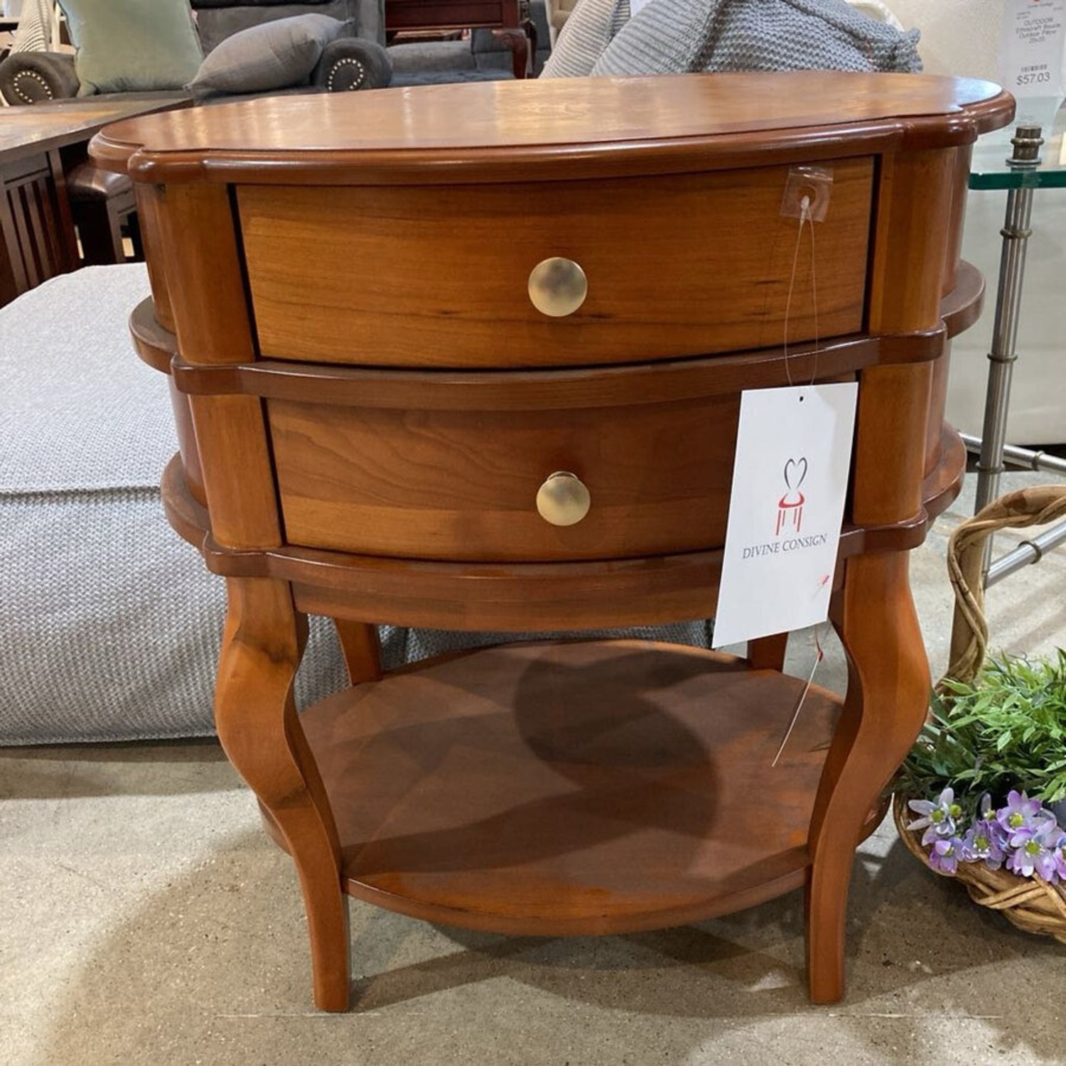 Ethel Oval 2-Drawer Side Table - image-3
