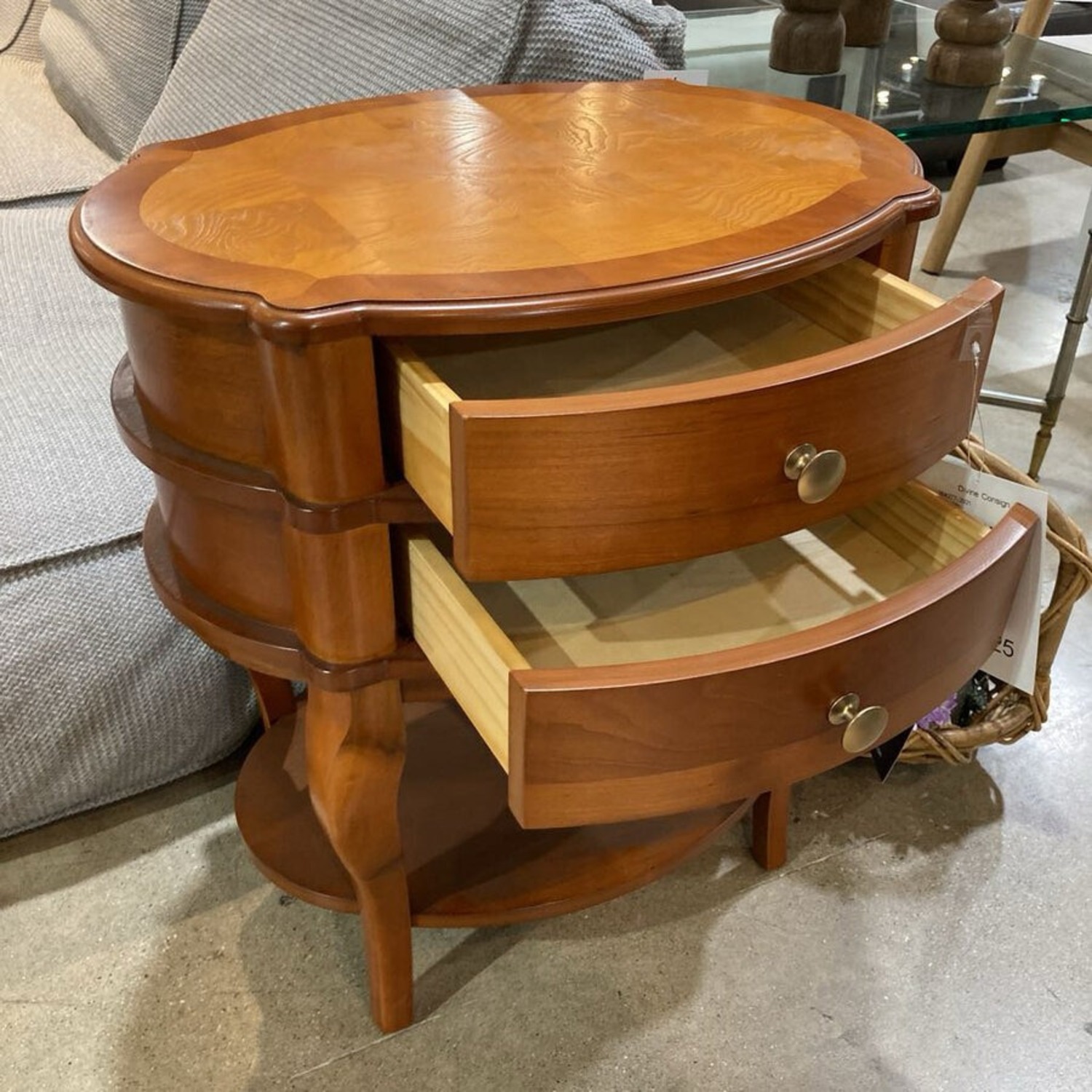 Ethel Oval 2-Drawer Side Table - image-6