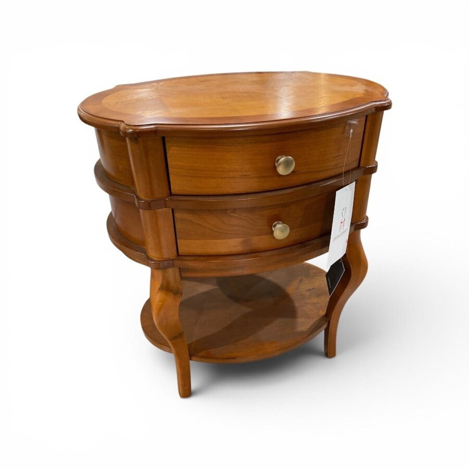 Ethel Oval 2-Drawer Side Table - image-1