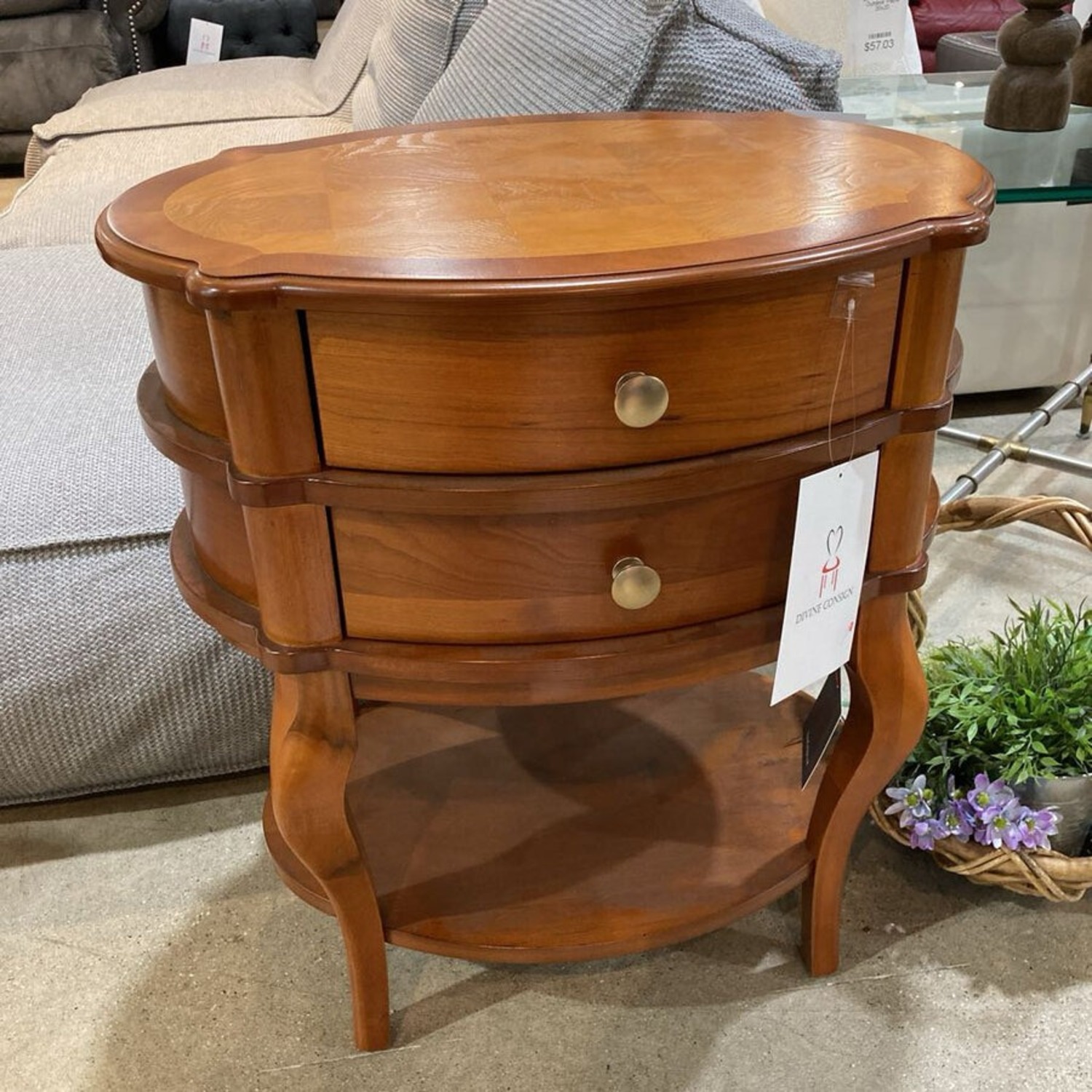Ethel Oval 2-Drawer Side Table - image-2