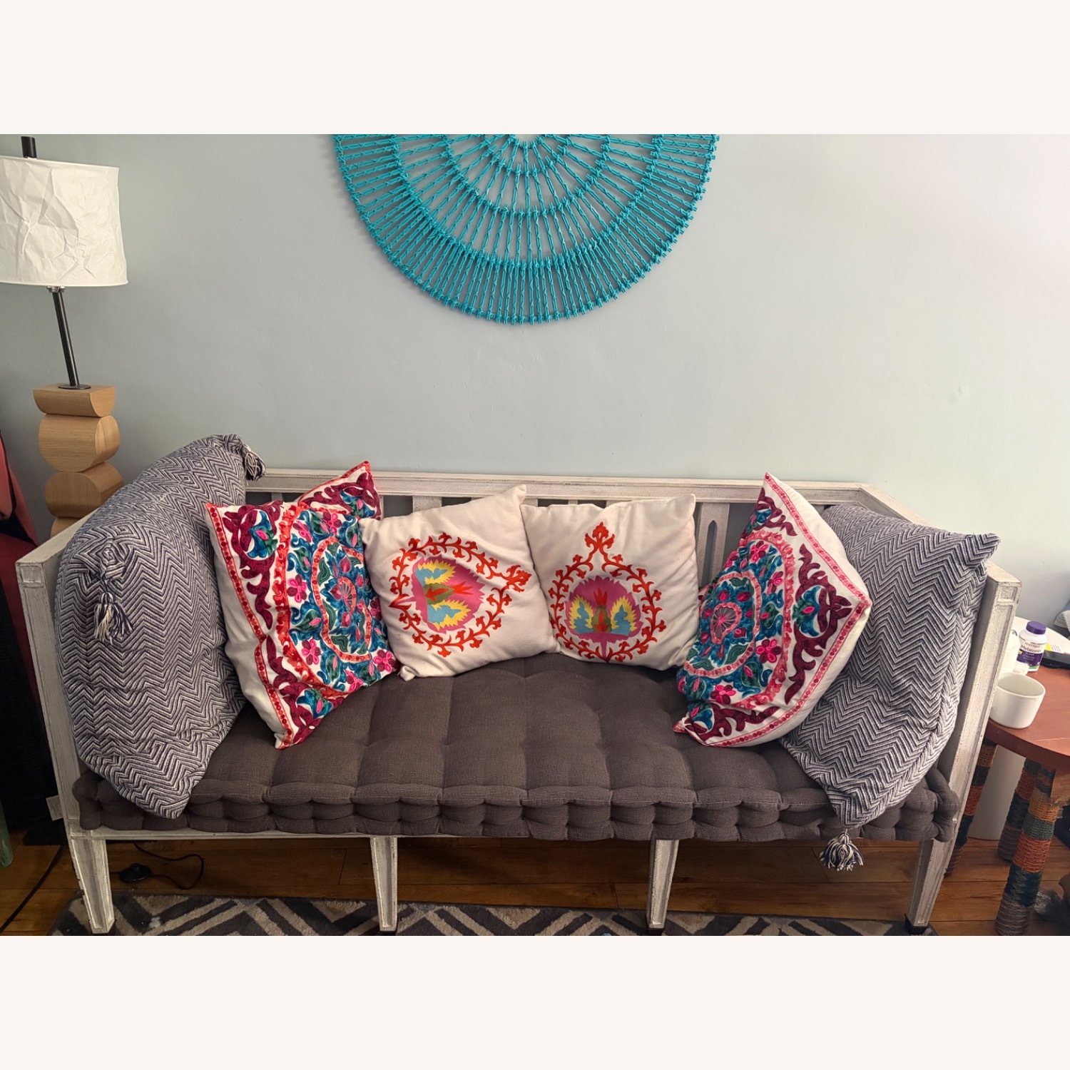 White Distressed Wood Daybed / Sofa  - image-1