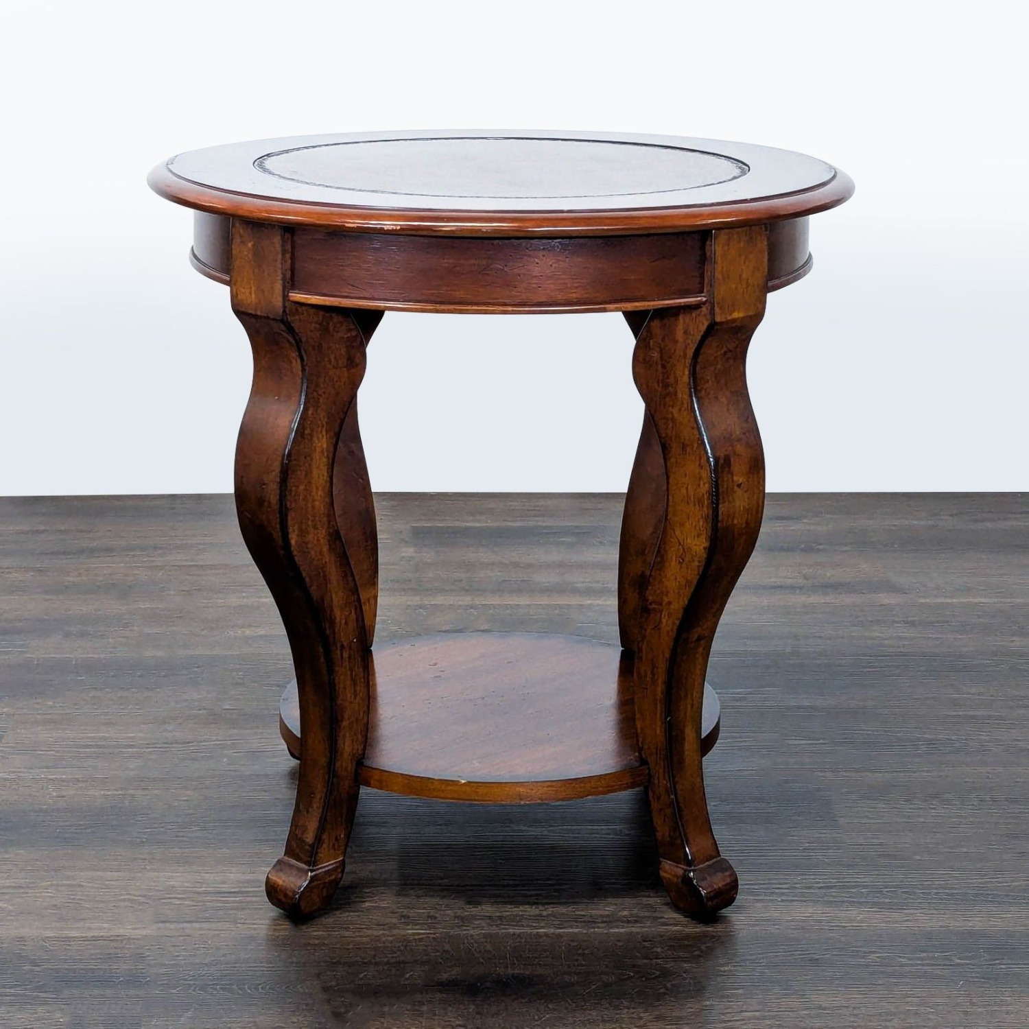 Round Wood End Table with Shelf	 - image-4
