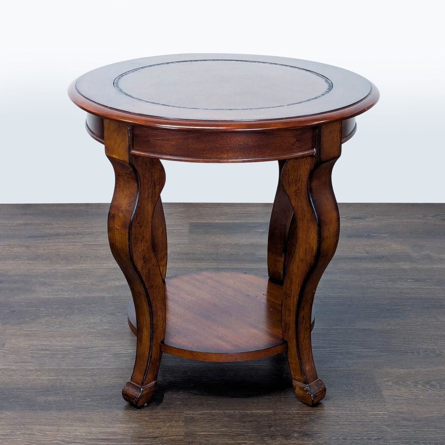 Round Wood End Table with Shelf	 - image-8