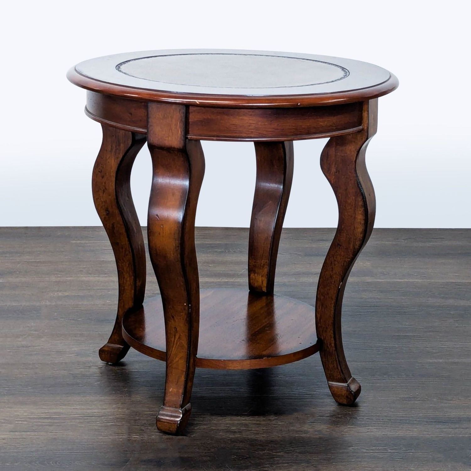 Round Wood End Table with Shelf	 - image-3