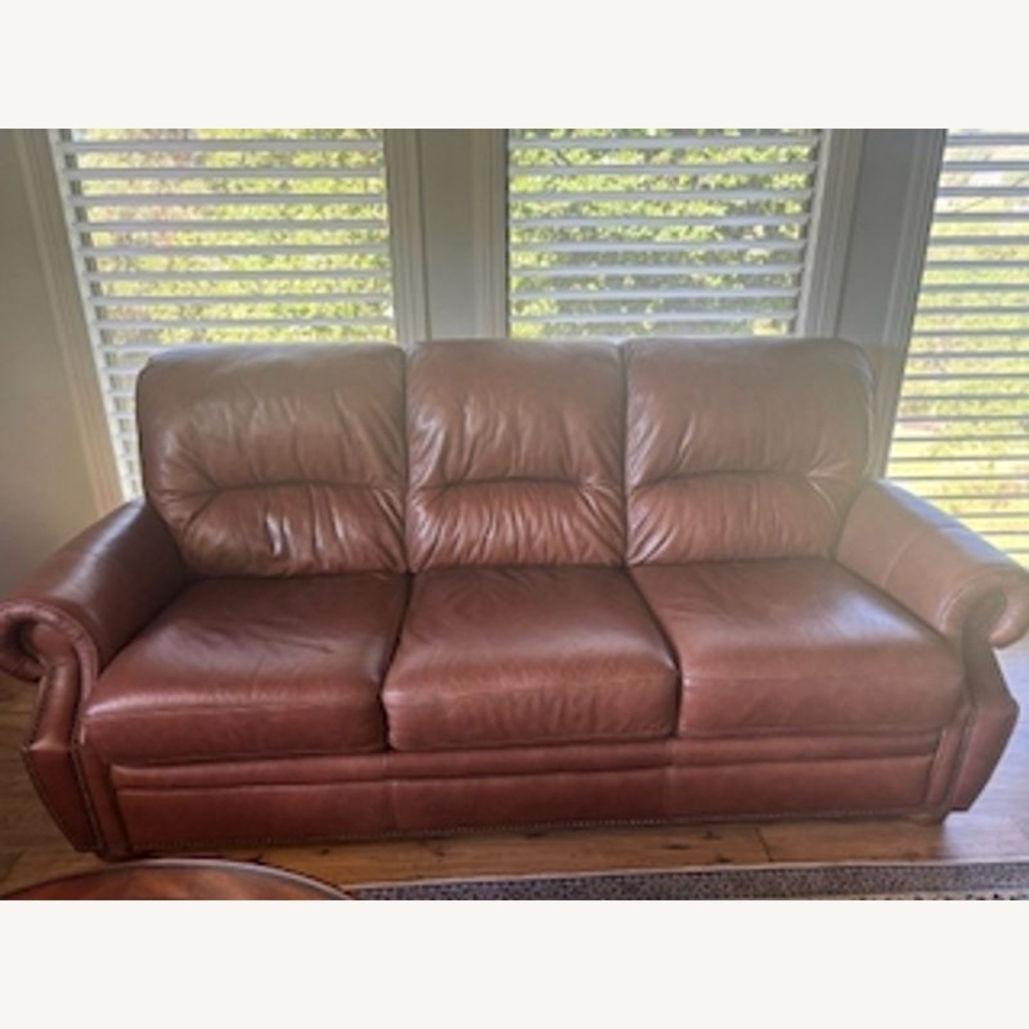 Classic Brown Leather 3-Seat Sofa with Rolled  - image-7