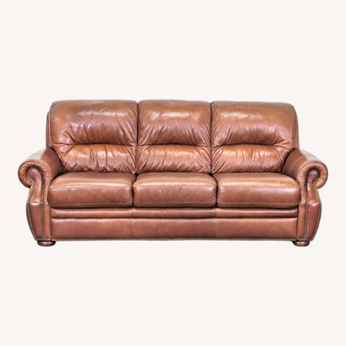 Used Classic Brown Leather 3-Seat Sofa with Rolled  for sale on AptDeco