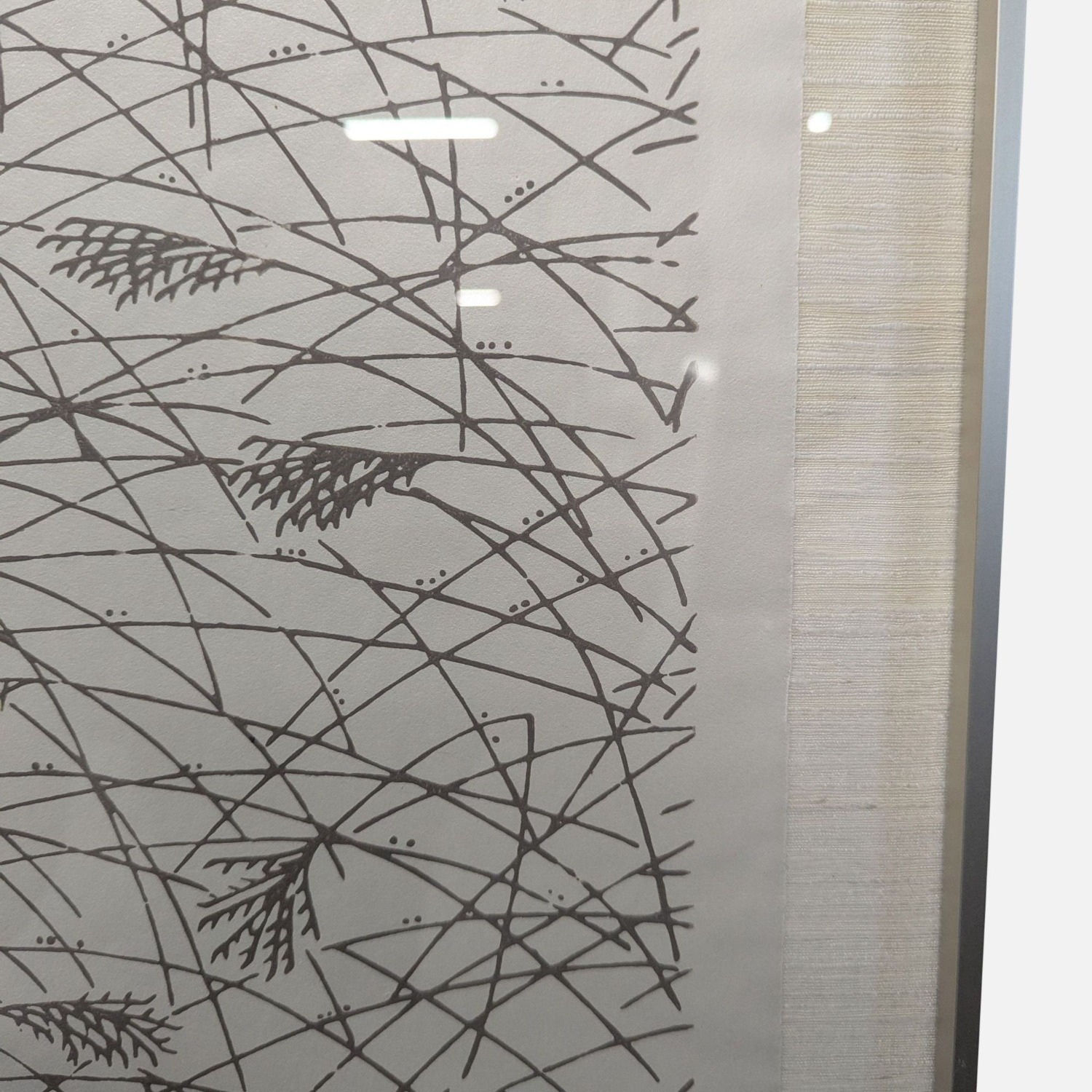 Framed Asian Ink on Silk - Minimalist Reed  - image-5