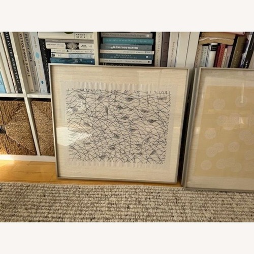 Used Framed Asian Ink on Silk - Minimalist Reed  for sale on AptDeco