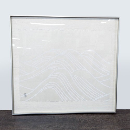 Used Framed Minimalist Japanese Wave Print on SilkPaper for sale on AptDeco