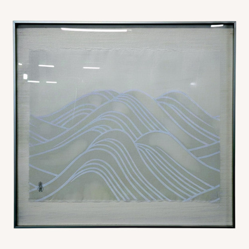 Used Framed Minimalist Japanese Wave Print on SilkPaper for sale on AptDeco
