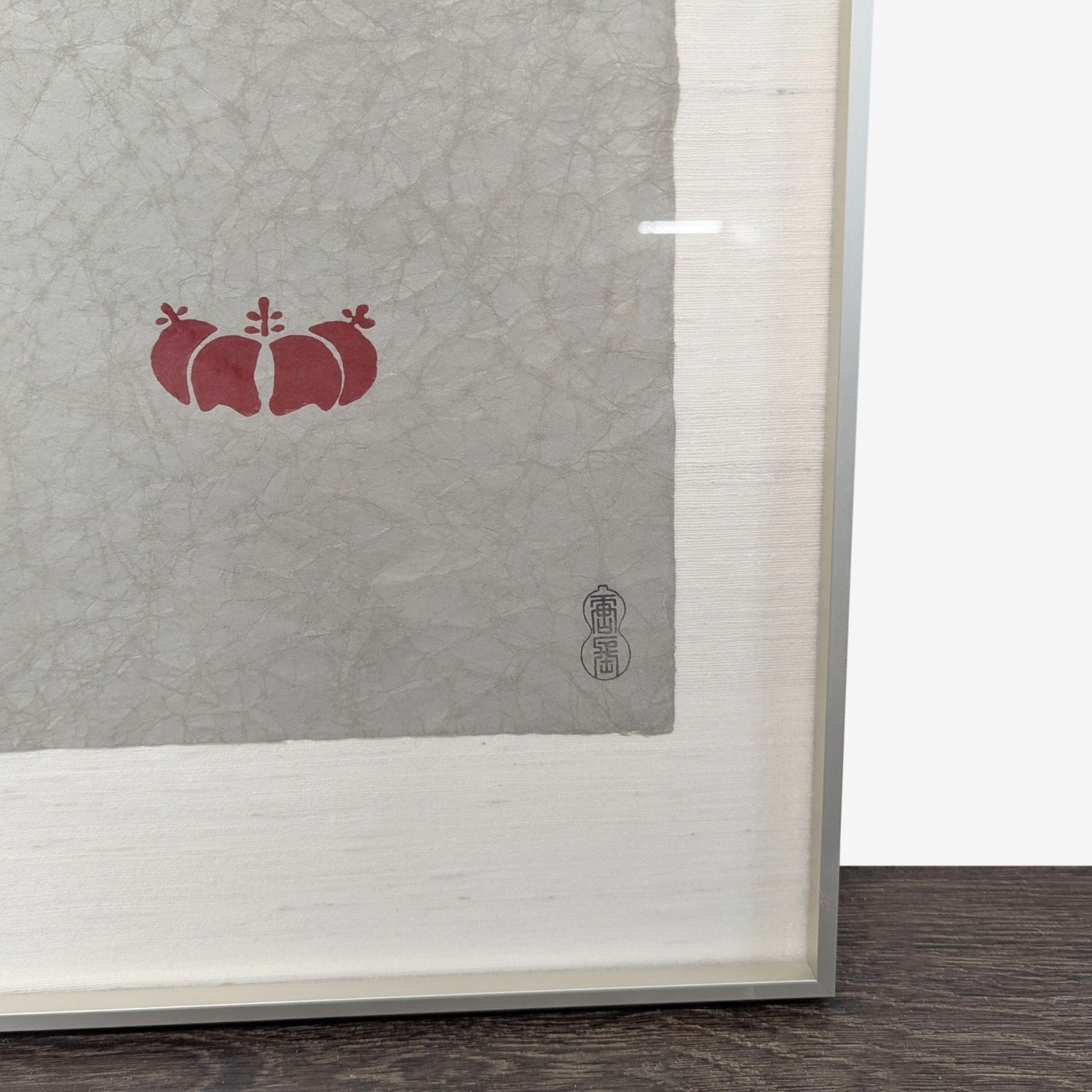 Framed Japanese Style Print with Red Pomegranate - image-5