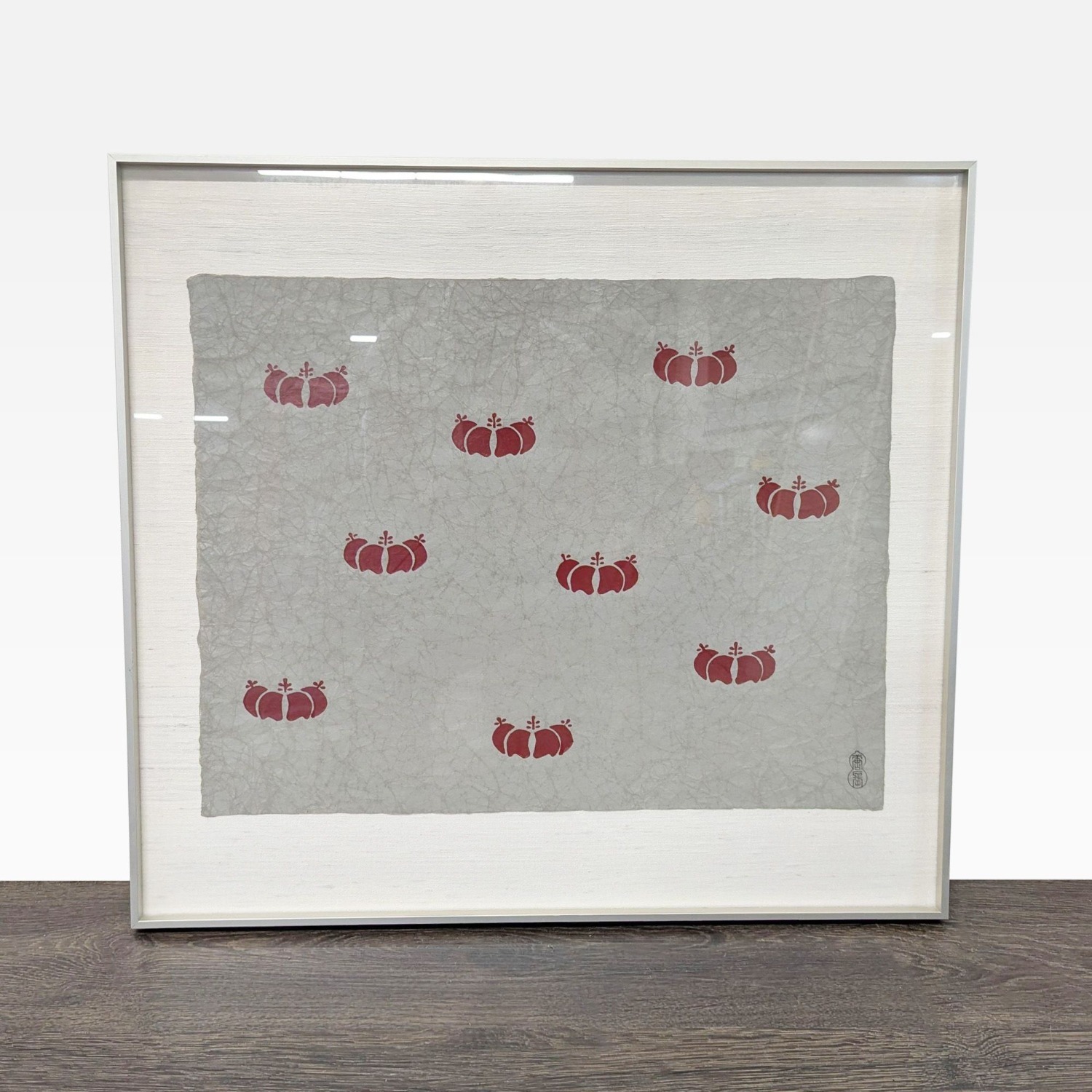 Framed Japanese Style Print with Red Pomegranate - image-2