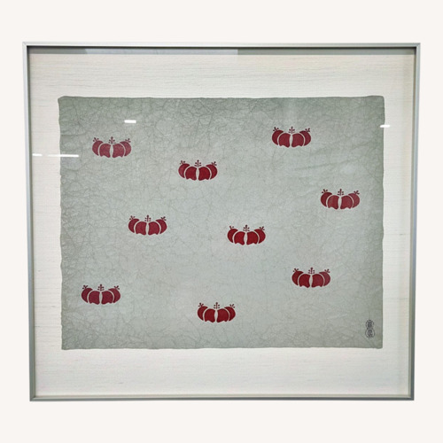 Used Framed Japanese Style Print with Red Pomegranate for sale on AptDeco