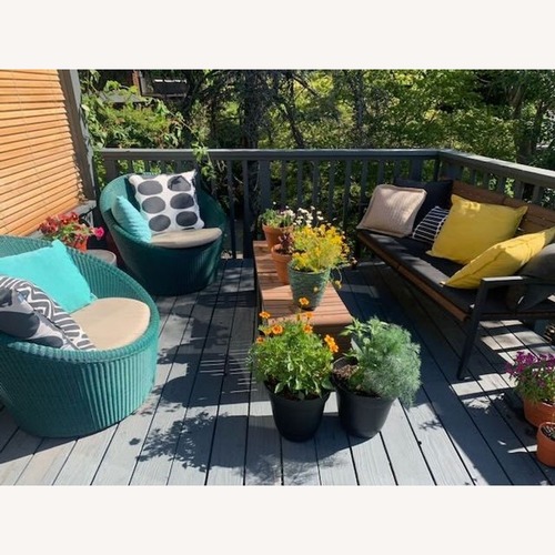Used Crate & Barrel Calypso Woven Lounge Chairs  for sale on AptDeco