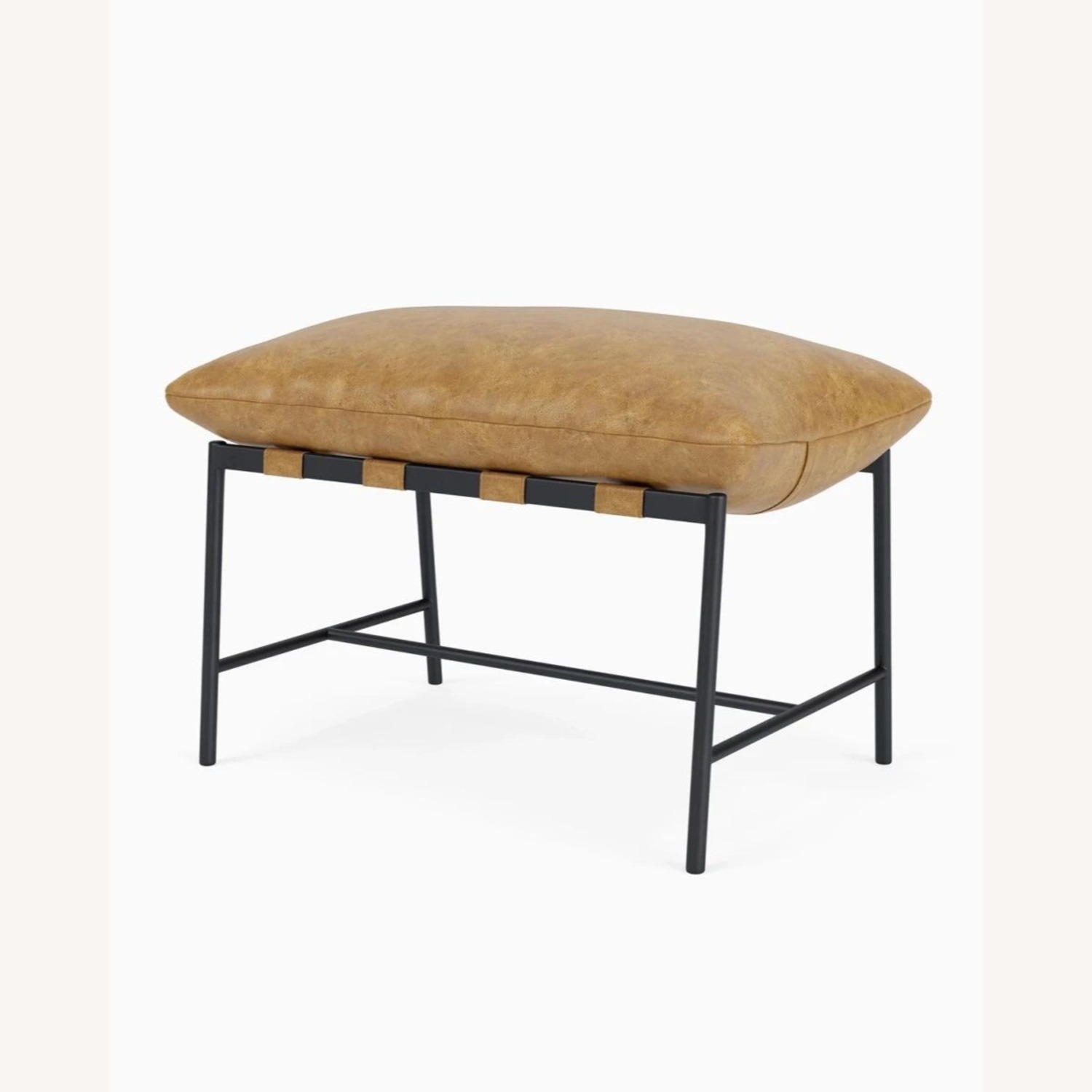 Denver Modern Vail Ottoman in Sunflower Leather - image-3