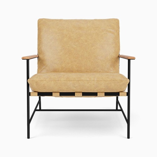 Used Denver Modern Vail Lounge Chair with Tan Leather  for sale on AptDeco