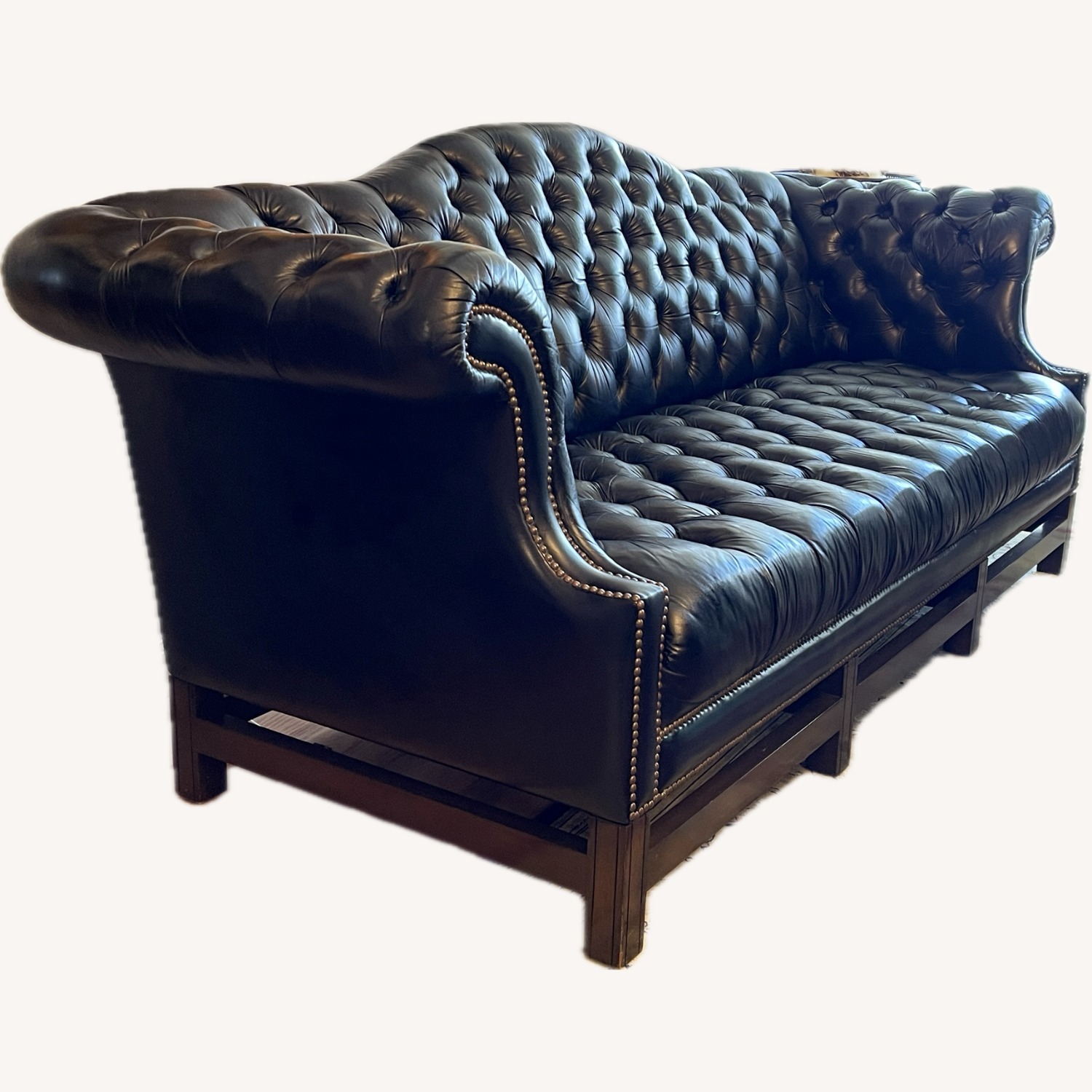 Black Leather 3+ Seater Sofa - image-1